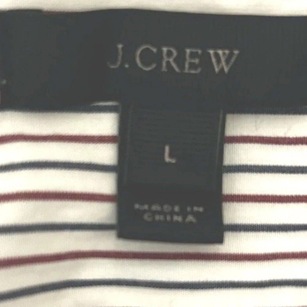 J Crew Womens‎ Peasant Boho Cottage Top L Stripe Embroidered Tie Back Parisian